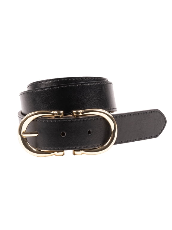 Women's Status Double Buckle Belt, Black