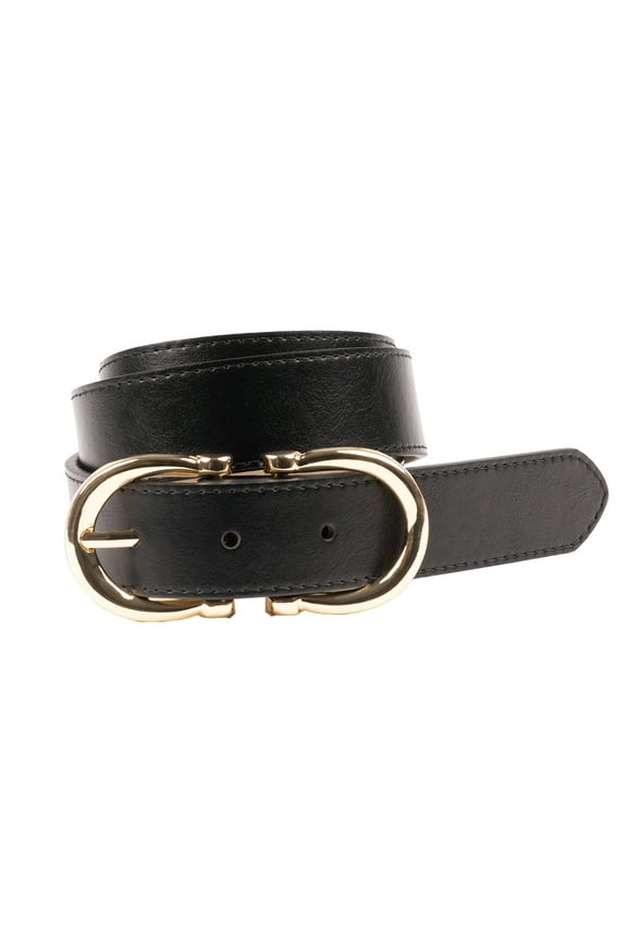 Women's Status Double Buckle Belt, Black