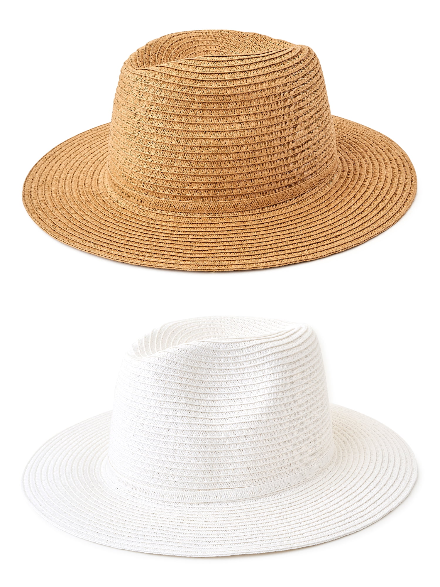 Time and Tru Women's Straw Fedoras, 2Pack