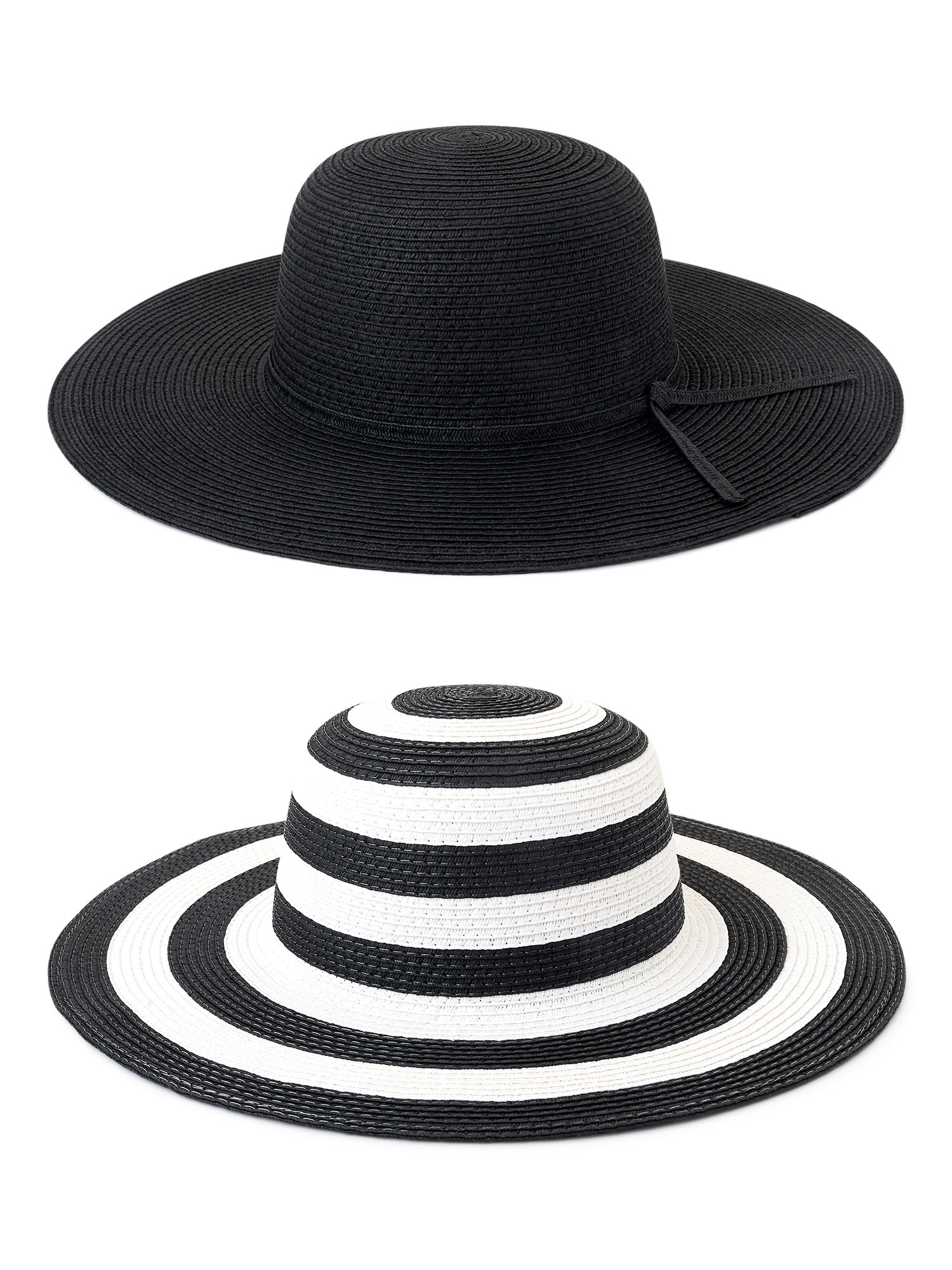 Time and Tru Women's Straw Floppy Hats, 2-Pack - image 1 of 5