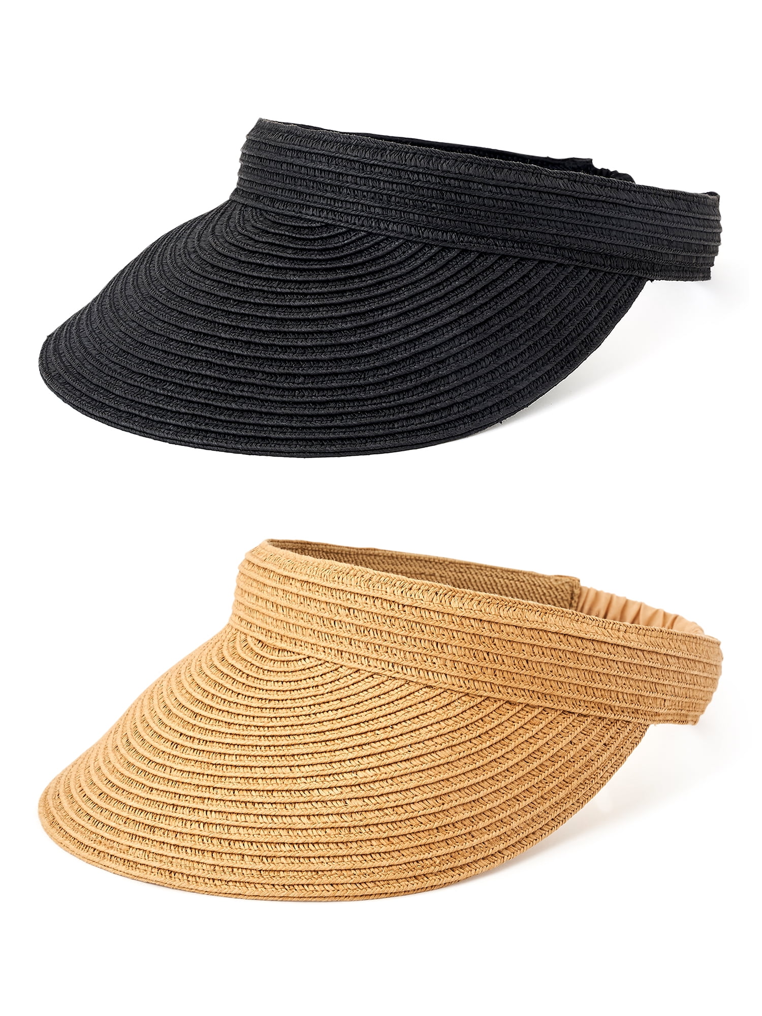 Time and Tru Women's Straw Visors, 2Pack