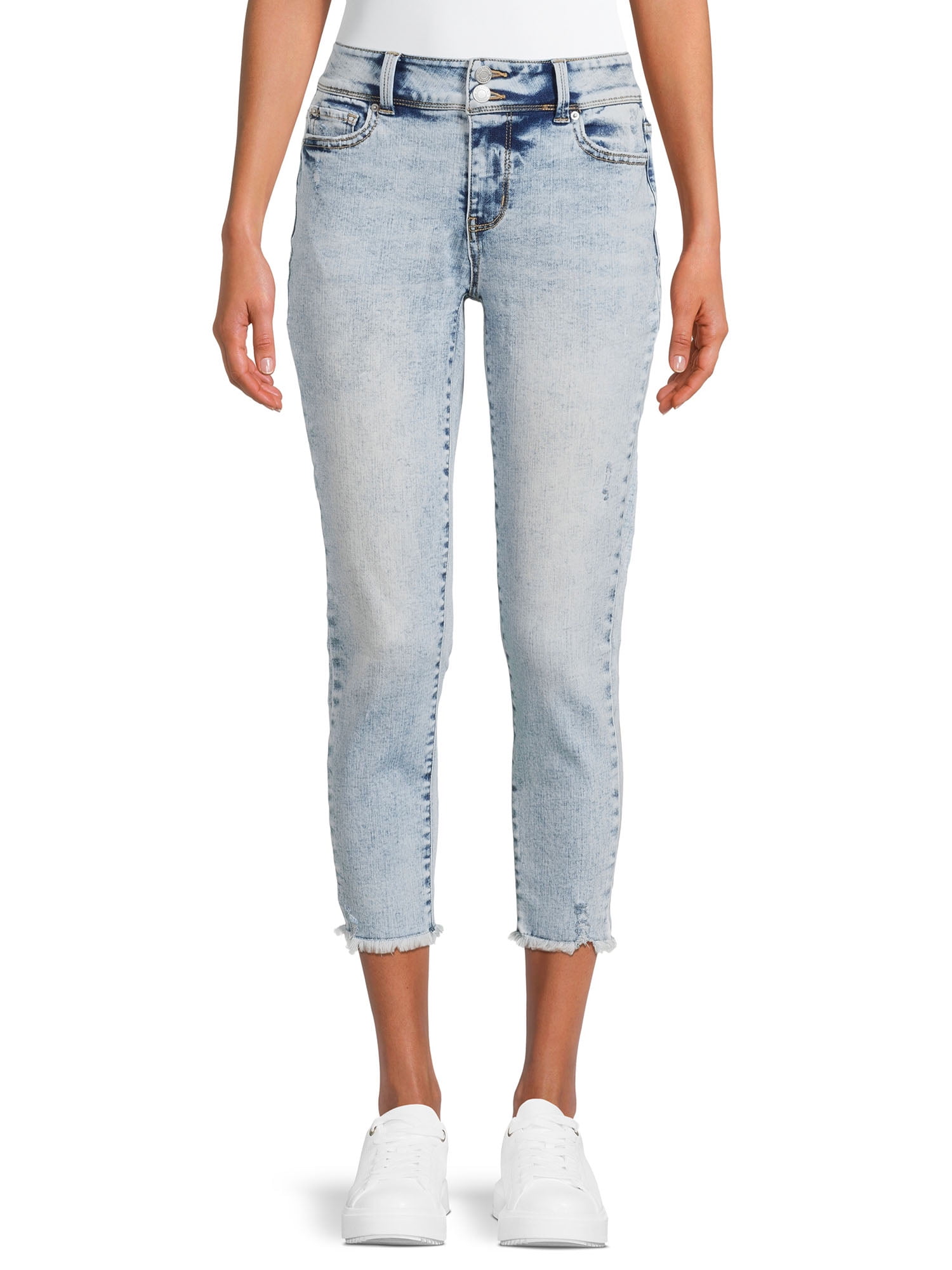 Time and Tru Women's Plus Capri Mid Rise White Cropped 21 Denim Jeans Size  20