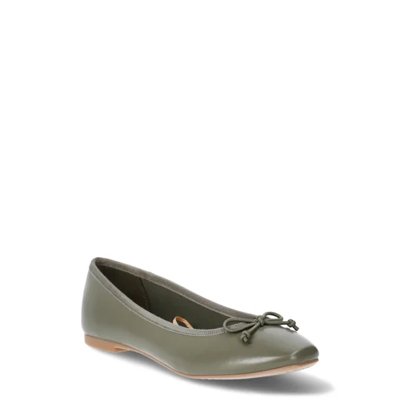 Time and Tru Women's Faux Leather Ballet Flats