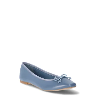 Time and Tru Women's Faux Leather Ballet Flats