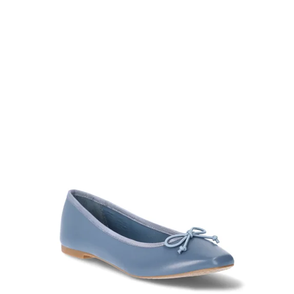 Time and Tru Women's Faux Leather Ballet Flats