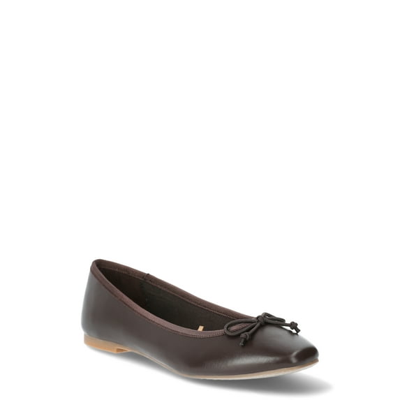 Time and Tru Women's Faux Leather Ballet Flats
