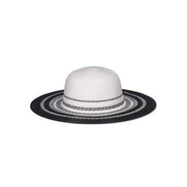 Time and Tru Women's Striped Floppy Straw Hat