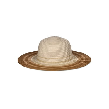 Time and Tru Women's Striped Floppy Straw Hat