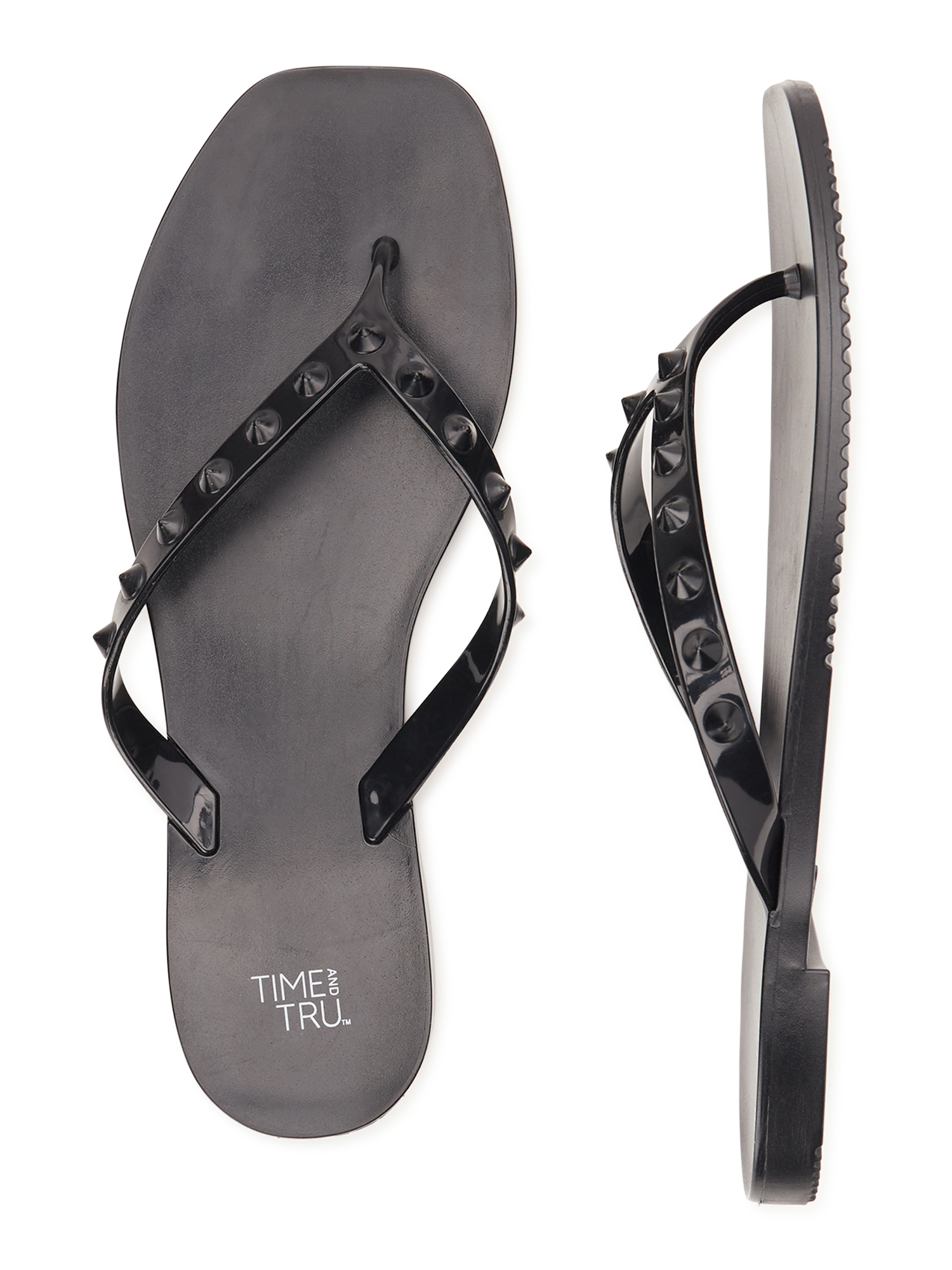 Time and Tru Women's Studded Jelly Flip Flop Sandals - image 1 of 7