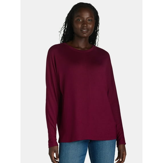 Time and Tru Women’s Super Soft Hacci Crew Top, XS-XXXL
