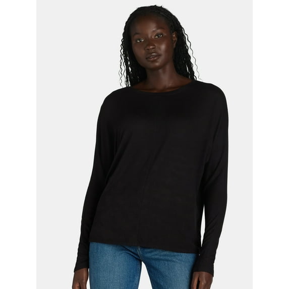 Time and Tru Women’s Super Soft Hacci Crew Top, XS-XXXL