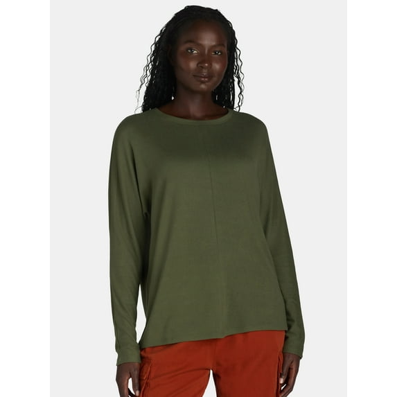 Time and Tru Women’s Super Soft Hacci Crew Top, XS-XXXL