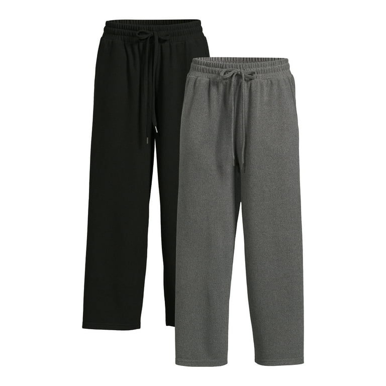 Time and Tru Women s Super Soft Hacci Cropped Wide Leg Pants 24 Inseam 2 Pack Sizes XS XXL