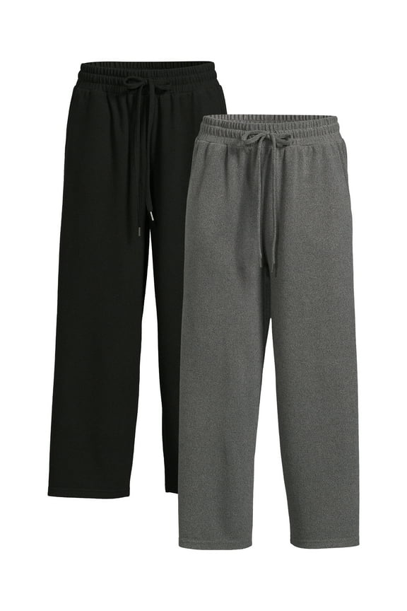 Women's Super Soft Hacci Cropped Wide Leg Pants, 2-Pack, Sizes XS-XXL