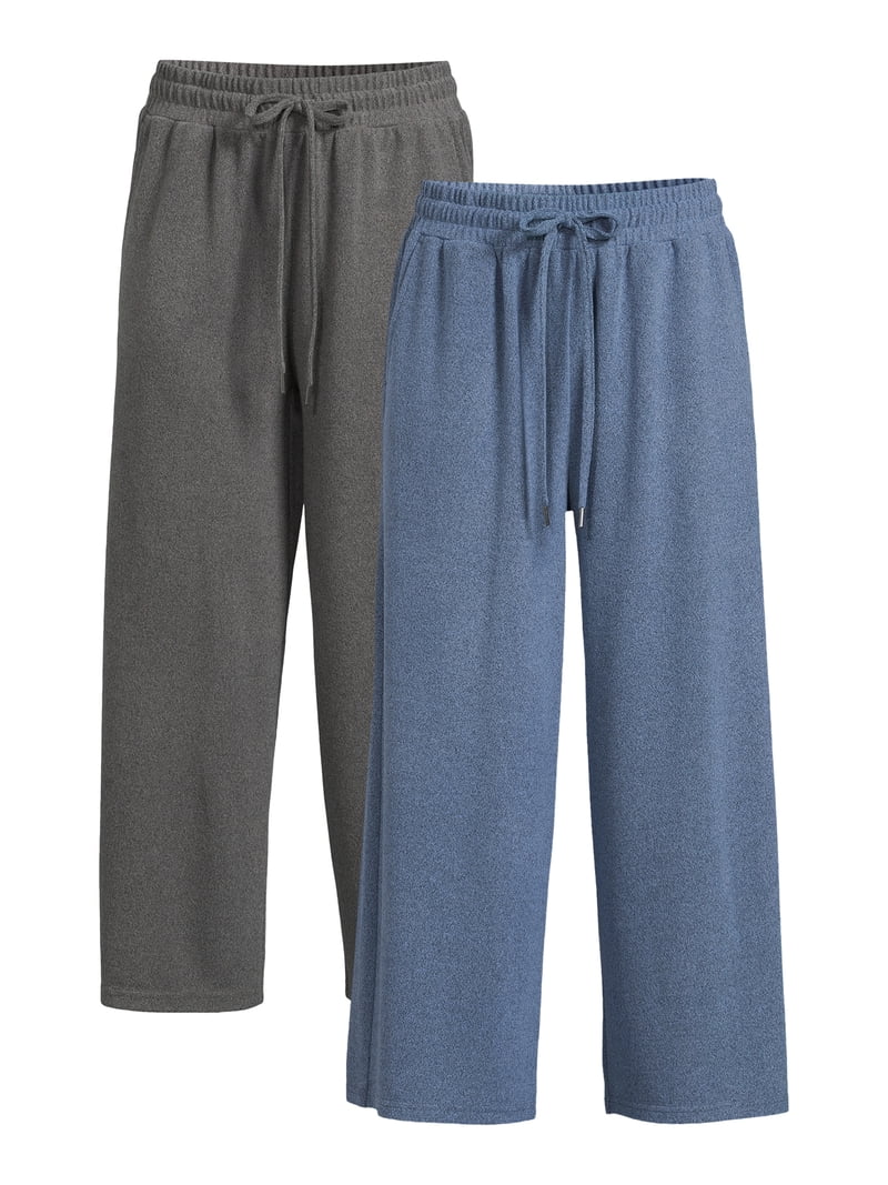 Time and Tru Women's Super Soft Hacci Cropped Wide-Leg Pants, 24