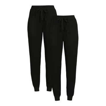 Time and Tru Women's Super Soft Hacci Knit Jogger Pants, 27.5" Inseam, 2-Pack, Sizes XS-XXL