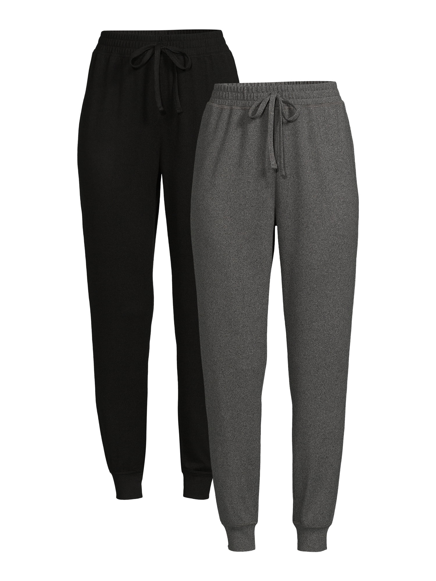 Time and Tru Women's Super Soft Hacci Knit Jogger Pants, 27.5 Inseam,  2-Pack, Sizes XS-XXL 
