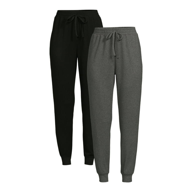 Time and Tru Women's Super Soft Hacci Knit Jogger Pants, 27.5 Inseam,  2-Pack, Sizes XS-XXL