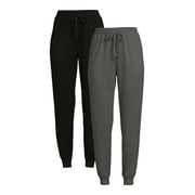 Time and Tru Women's Super Soft Hacci Knit Jogger Pants, 27.5" Inseam, 2-Pack, Sizes XS-XXL