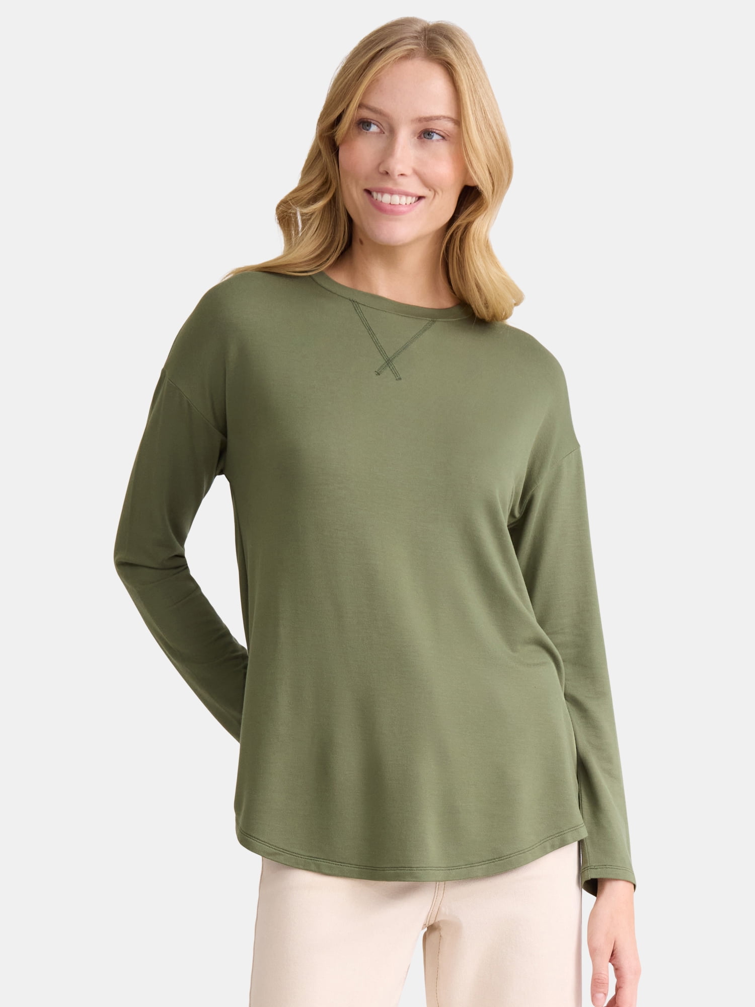 Scoop Women's Poplin Puff Sleeve Top with Cutouts, Sizes XS
