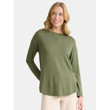 Time and Tru Women's Super Soft Tunic Top with Long Sleeves, Sizes S-XXXL