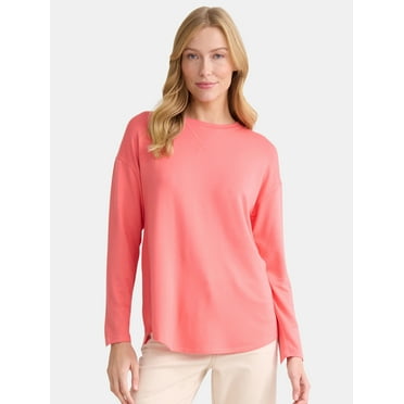 Time and Tru Women's Super Soft Tunic Top with Long Sleeves, Sizes S-XXXL