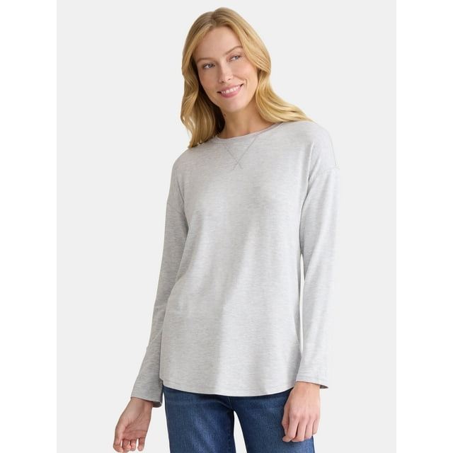 Time and Tru Women's Super Soft Tunic Top with Long Sleeves, Sizes S-XXXL