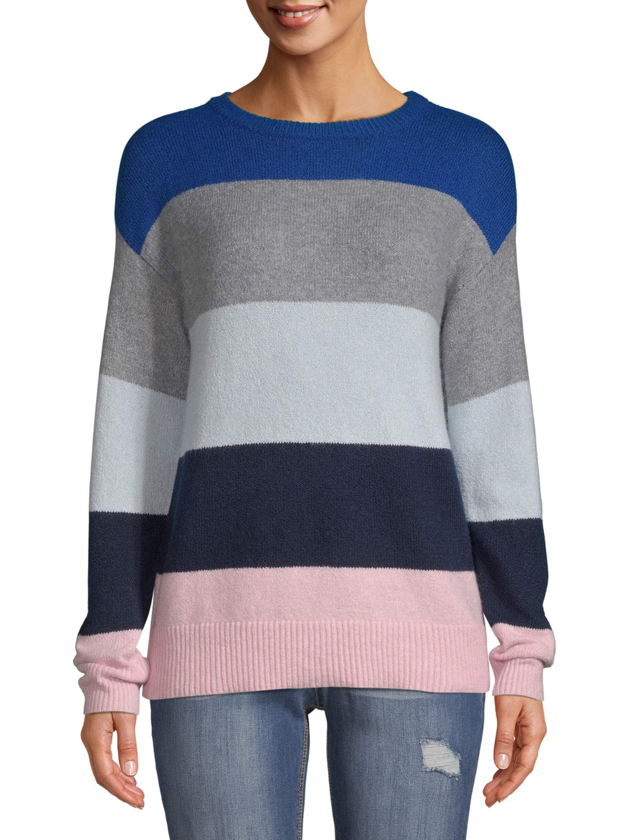 Time and Tru Women's and Women's Plus Waffle Stitch Sweater, Midweight