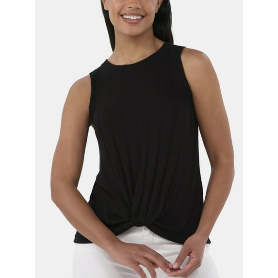 Time and Tru Women's Sweater Knit Twist Front Tank Top, Lightweight, Sizes XS-XXXL