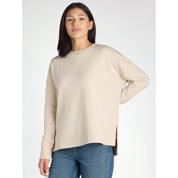 Time and Tru Women's Tunic Sweatshirt with High-Low Hem, Sizes XS -4X