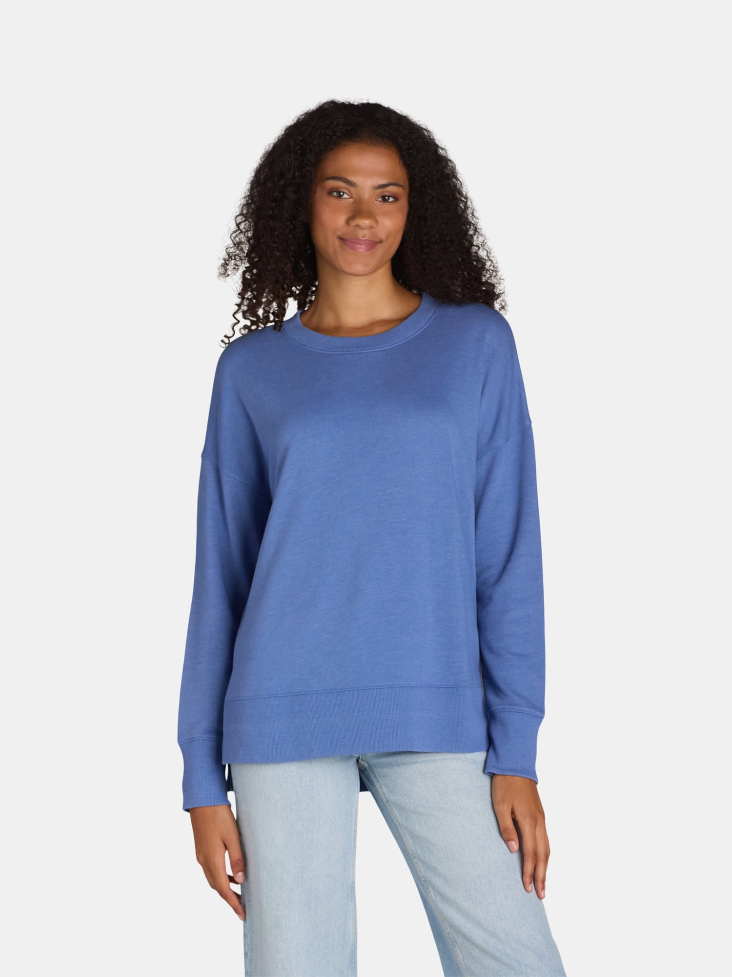 Time And Tru Women s Crewneck Sweatshirt With High Low Hem Sizes XS time-and-tru-women-s-crewneck-sweatshirt-with-high-low-hem-sizes-xs
