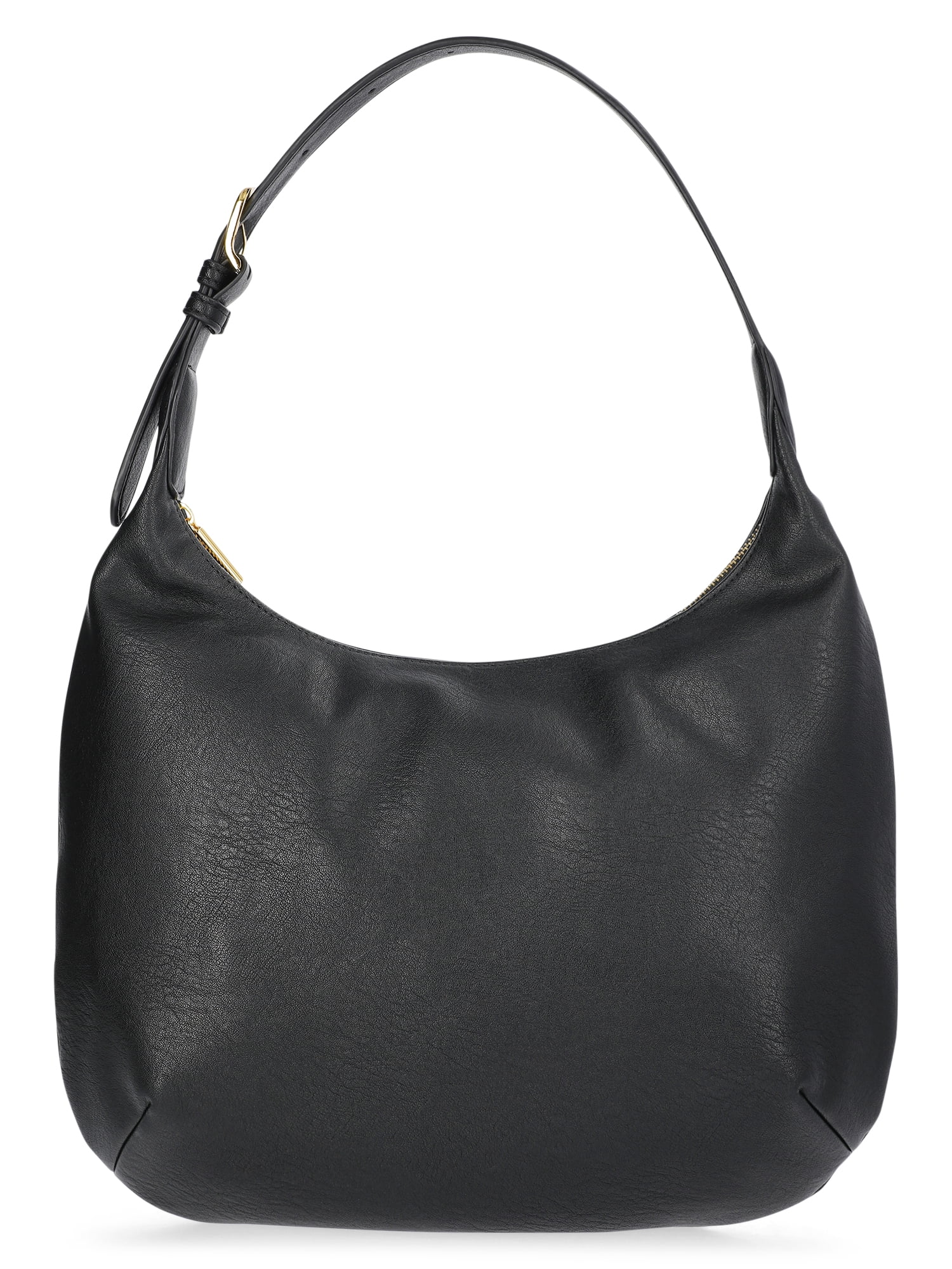 Time and Tru Women's Sybil Faux Leather Hobo Handbag, Black