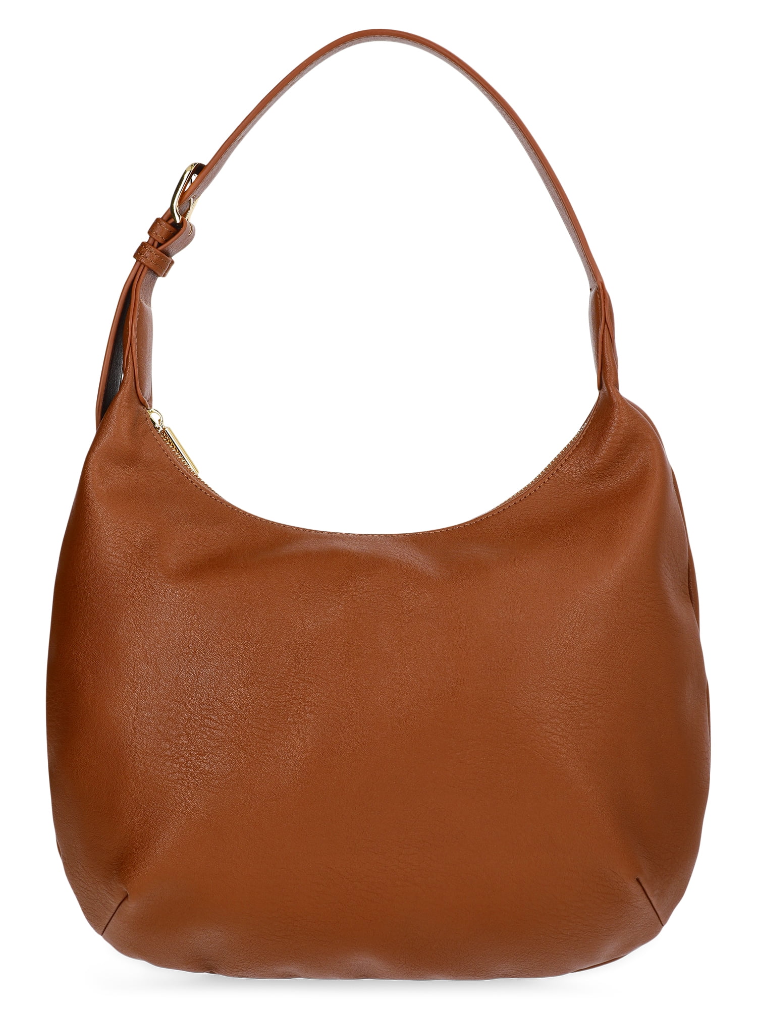 Time and Tru Women's Sybil Faux Leather Hobo Handbag, Cognac