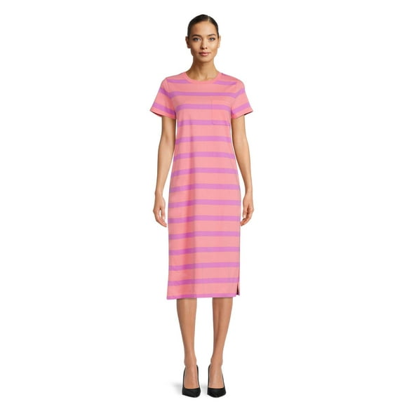 Time and Tru Women's T-Shirt Midi Dress, Sizes XS-3XL
