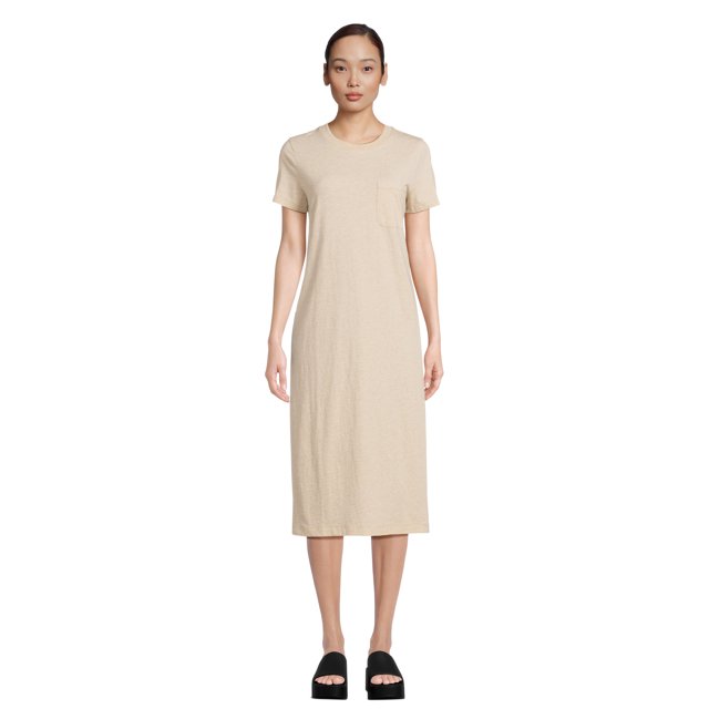 Vestido midi con camiseta para mujer Time and Tru, tallas XS-XXXL