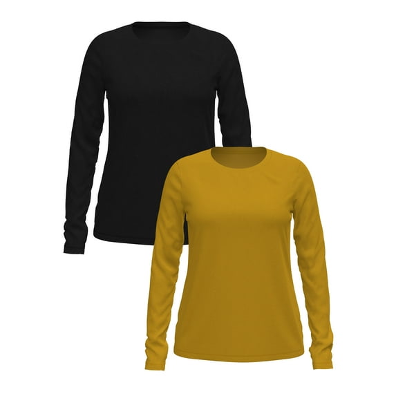 Time and Tru Women's T-Shirt with Long Sleeves, 2-Pack
