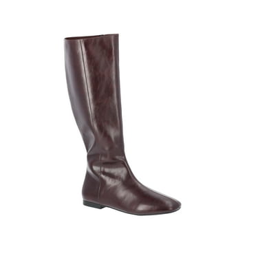 Time and Tru Women's Faux Leather Knee High Boots with Flat Heels
