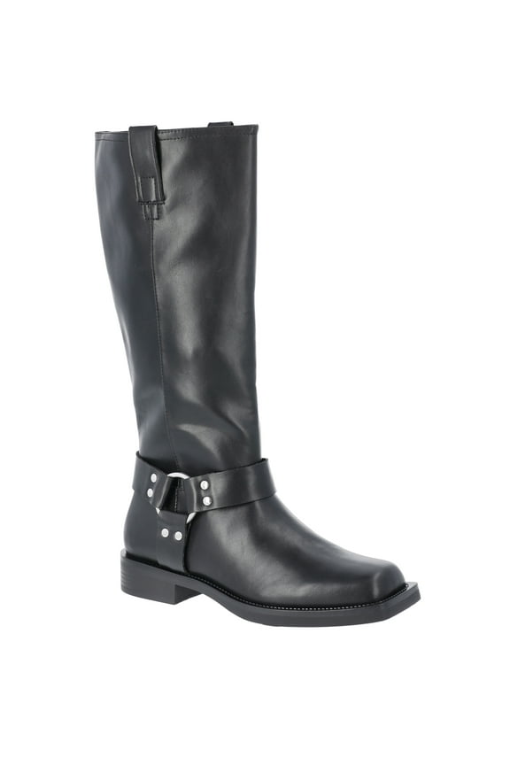 Women's Faux Leather Tall Moto Harness Boots