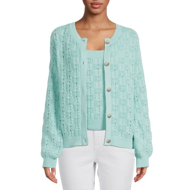 Time and Tru Women's Tank Top and Cardigan Set, 2Piece