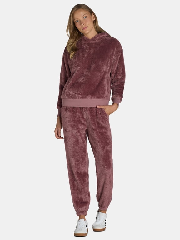 Women's Teddy Fleece Hoodie and Joggers Set, 2-Piece, Sizes XS- XXXL