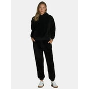 TIME AND TRU Women's Teddy Fleece Hoodie and Joggers Set, 2-Piece, Sizes XS- XXXL