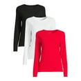 thumbnail image 1 of Time and Tru Women's Tees with Long Sleeves, 3-Pack, 1 of 5