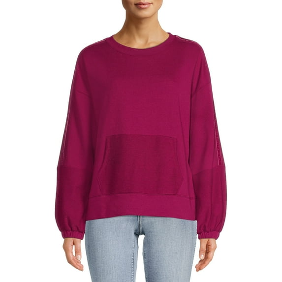 Time and Tru Women's Terry Trim Sweatshirt