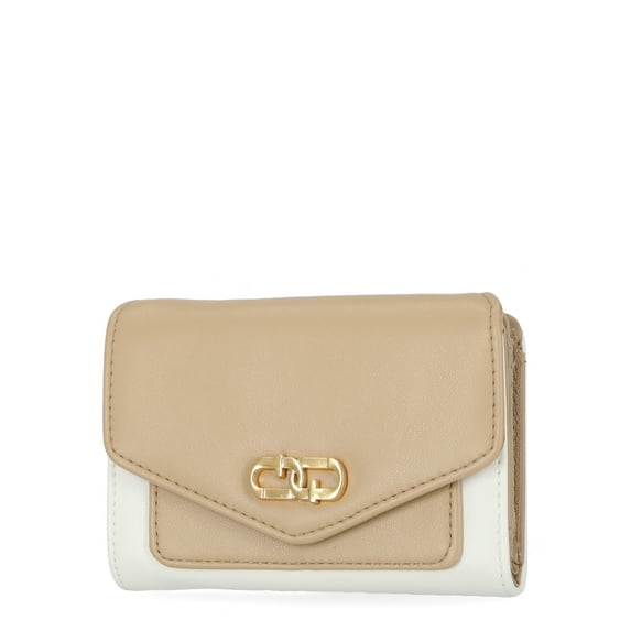 Time and Tru Women's Tessa Indexer Wallet, Cream and Beige