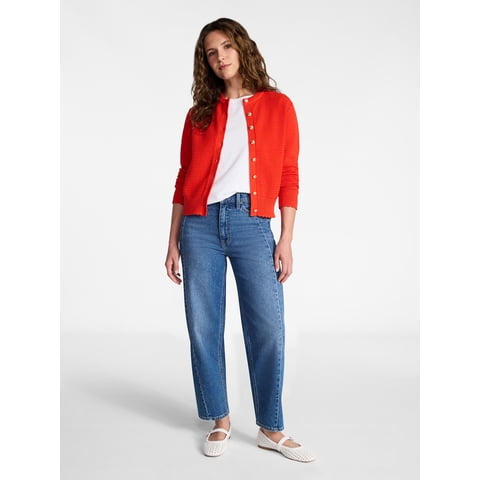 Women's Textured Knit Cardigan Sweater with Long Sleeves, Sizes XS-XXXL
