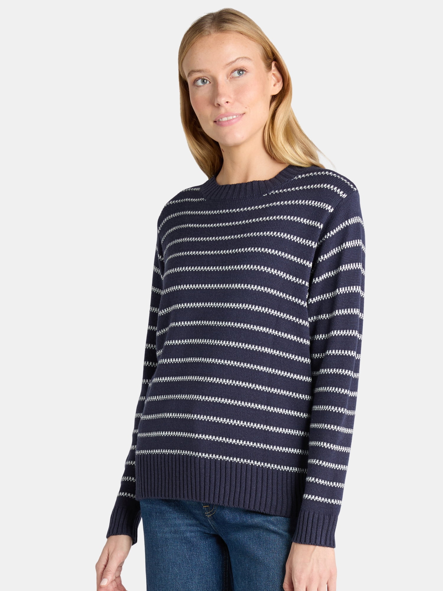 Time and Tru Women's Textured Sweater, Midweight, Sizes XS-XXXL