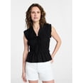 thumbnail image 1 of Time and Tru Women's Textured Tie Front Top, Sizes XS-XXXL, 1 of 5