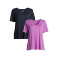 Time and Tru Women's Textured V-Neck T-Shirt, 2-Pack, Sizes XS-XXXL ...