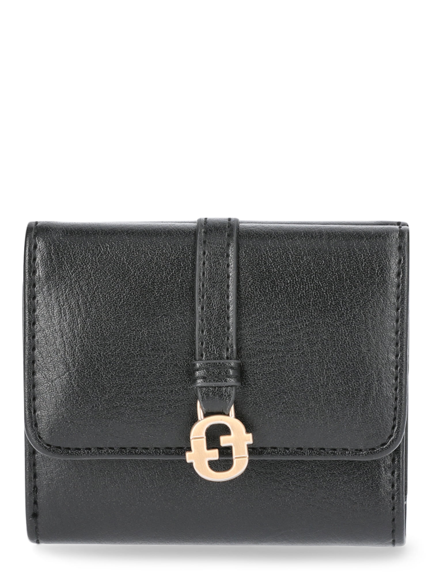 Time and Tru Women's Thea Double Sided Trifold Wallet, Black
