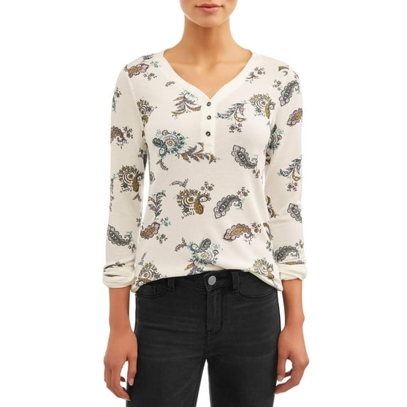 Time and Tru Women’s Thermal Henley Shirt